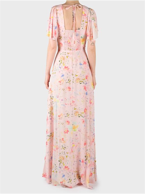 Long Crêpe Dress with V-Neckline and Smocked Back MAR DE MARGARITAS | MMABW01176TMFI0025RO64